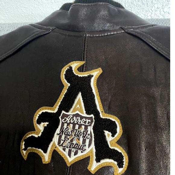 Avirex Vintage Leather Bomber Jacket Men 4XL Brown Star Series 75 New York Lions - Picture 13 of 16
